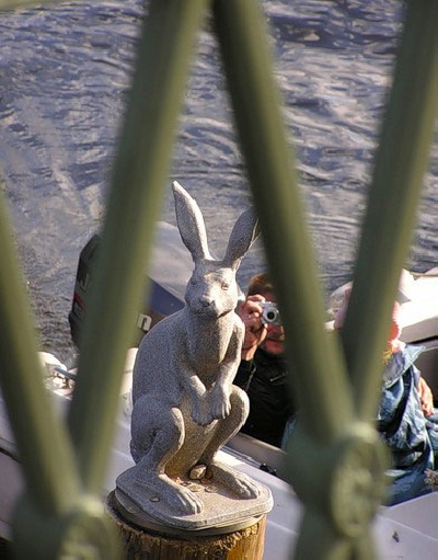 Hare monument near the Ioannovsky Bridge (Peter and Paul Fortress)